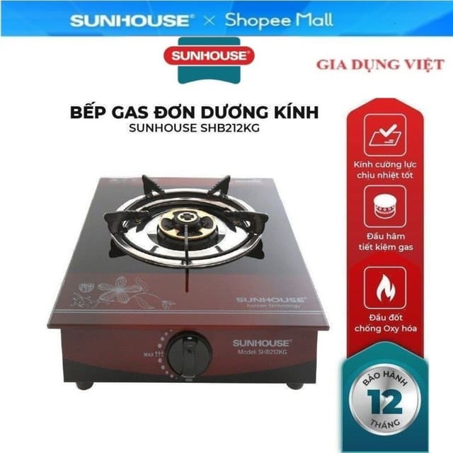 Bếp gas đơn dương kính sunhouse SHB212KG - Ảnh 11