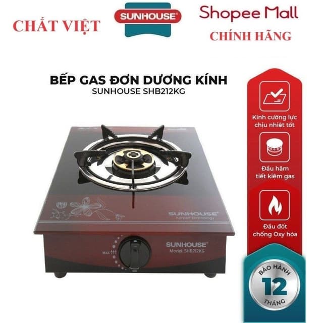 Bếp gas đơn dương kính sunhouse SHB212KG - Ảnh 10