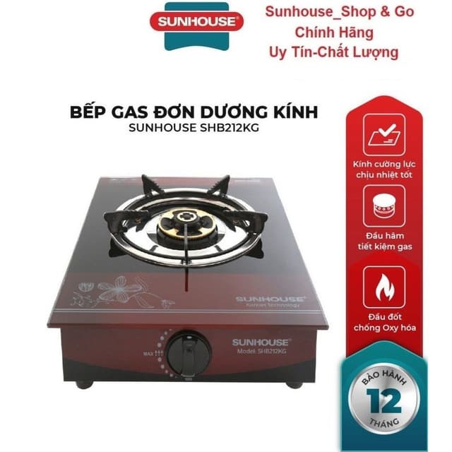 Bếp gas đơn dương kính sunhouse SHB212KG_Hàng chính hãng - Ảnh 12