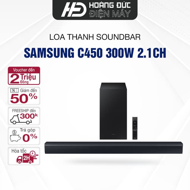 Bộ loa thanh Samsung HW-C450/XV 300W 2.1CH Mẫu 2023  Hàng Chính Hãng Bảo Hành 12 Tháng - Ảnh 9