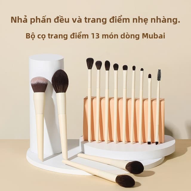 Bộ cọ trang điểm 13 món có tay cầm gỗ, Cọ phấn cọ phấn mắt phủ dạng bột,Dụng cụ làm đẹpTóc mềmbộ cọ ovw Cọ nền,Cọ má hồng,Cọ tô sáng,Cọ đánh phấn mũi cọ môi,Cọ chải lông mày - Ảnh 3