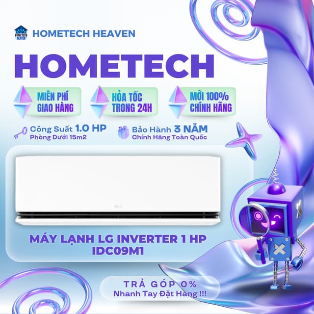 [GIAO HÀNG MIỄN PHÍ] DC09M1 - Máy lạnh LG Inverter 1 HP IDC09M1 - Hàng Chính Hãng, Mới 100% - Ảnh 1