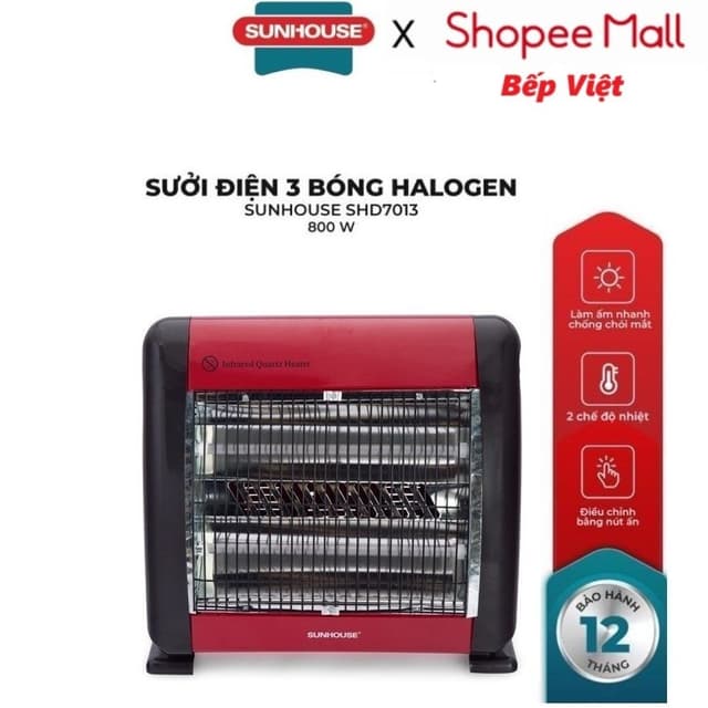 Sưởi điện hồng ngoại 2 bóng SUNHOUSE SHD7013 - Ảnh 11