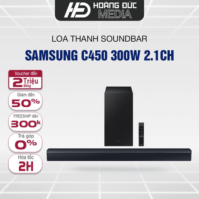 Bộ loa thanh Samsung HW-C450/XV Mẫu 2023 và B450f mẫu 2022  300W 2.1 Hàng Chính Hãng Bảo Hành 12 Tháng - Ảnh 1