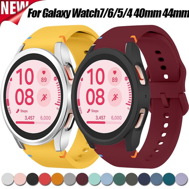 Dây đeo silicon + Vỏ bán bảo hiểm PC Tương thích với phụ kiện thay thế đồng hồ thể thao Samsung Galaxy Watch7 6 5 4 40mm 44mm - Ảnh 1