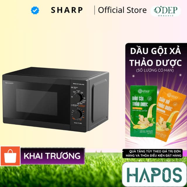 Lò vi sóng cơ có nướng Sharp R-G211TV-SL/BK 21 lít Chính hãng, Công Suất 800W, 3 Chức năng kết hợp - HAPOS HSA - Ảnh 10