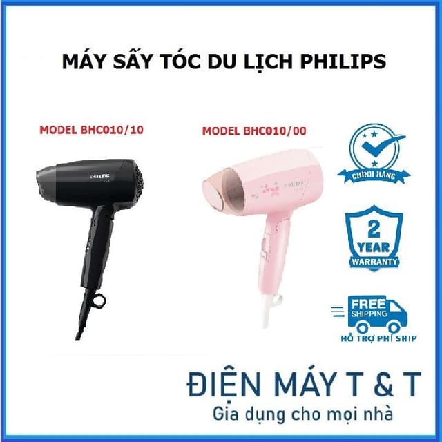 Máy sấy tóc du lịch Philips BHC010/00 HỒNG - Philips BHC010/10 ĐEN - Bảo Hành 2 Năm - Ảnh 9