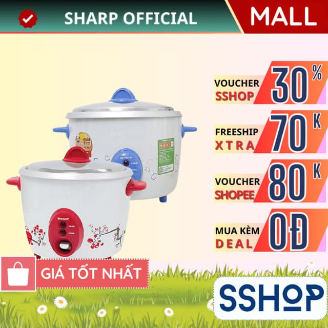 Nồi cơm nắp rời Sharp 1.8 Lít có xửng hấp 700W KSH-D19V - Không chống dính - Màu ngẫu nhiên - SSHOP SSA - Ảnh 11
