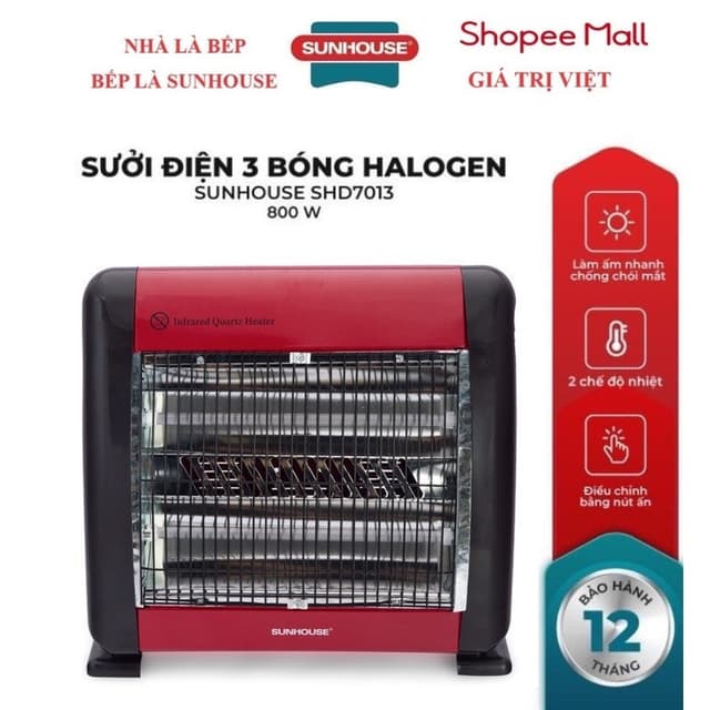 Sưởi điện hồng ngoại 2 bóng SUNHOUSE SHD7013 - Ảnh 12