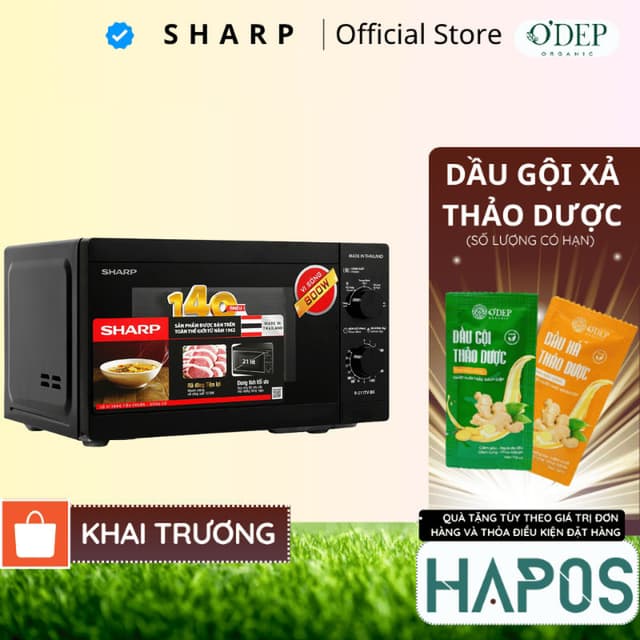 Lò vi sóng cơ Sharp R-211TV-SL/BK 21 lít Chính hãng công suất 800W, 5 mức nhiệt - HAPOS - Ảnh 7