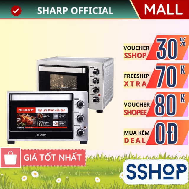 Lò nướng Sharp 32 Lít Chính hãng, Tặng nhiều phụ kiện nướng, 5 chức năng EO-A323RCSV-ST - SSHOP SSA - Ảnh 7