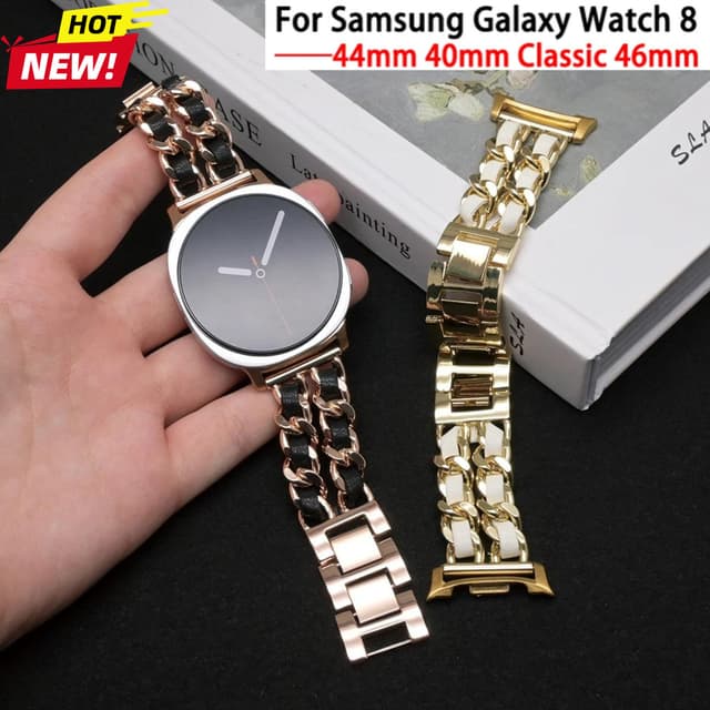 Dây Da Inox Cho Samsung Galaxy Watch 8 44mm 40mm Dây Đeo Kim Loại Nữ Cho Galaxy Watch8 Classic 46mm Phong Cách Thời Trang Dây - Ảnh 9