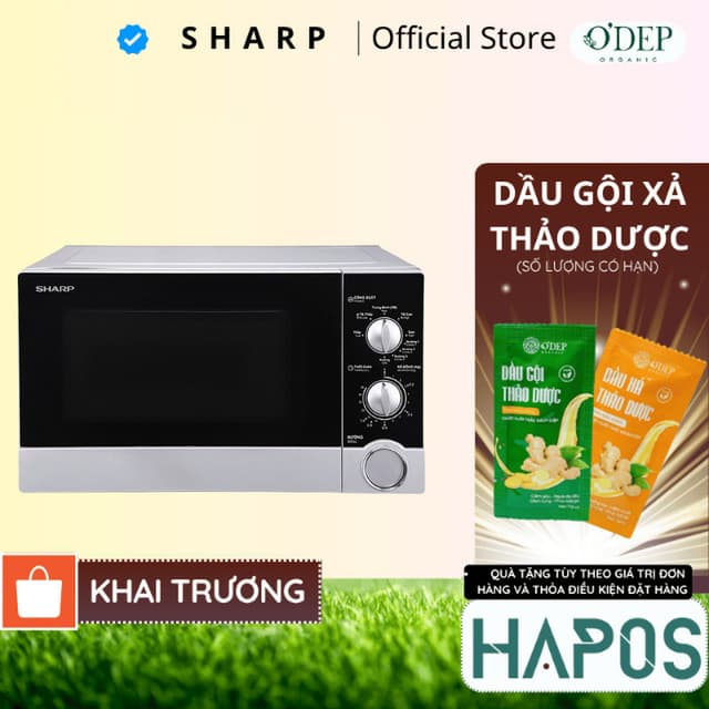 Lò vi sóng Sharp có nướng 20 lít Chính hãng 1000W R-G222VN-S - Bảo hành chính hãng - HAPOS HOF - Ảnh 1