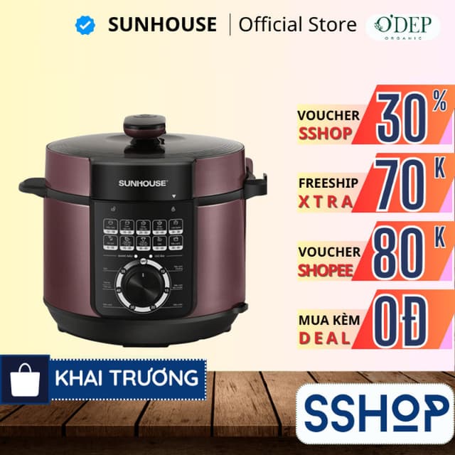 Nồi áp suất điện Sunhouse 6 lít Chính hãng van xả áp an toàn, chống dính dễ vệ sinh SHD1657 - SSHOP SSO - Ảnh 9