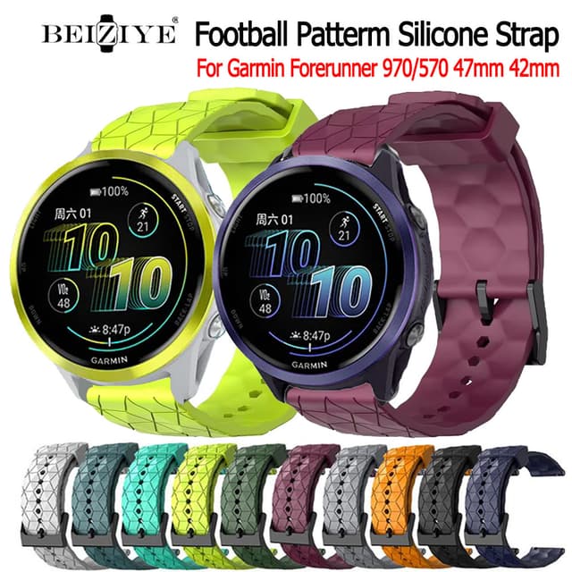 Beiziye Dây đeo silicon họa tiết bóng đá cho đồng hồ thông minh Garmin Forerunner 970 / 570 47mm 42mm - Ảnh 12