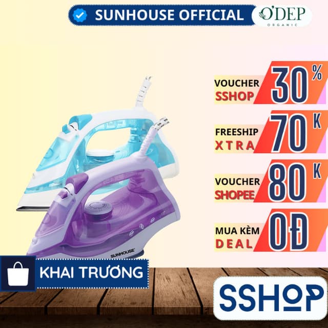 Bàn ủi hơi nước Sunhouse mini cầm tay 1600W Chính hãng, 5 chế độ mặt bàn là chống dính SHD2065 - SSHOP SSO - Ảnh 9