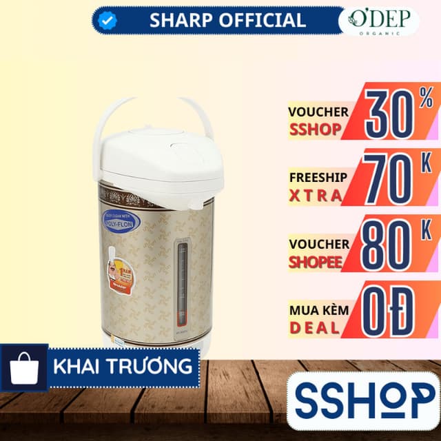Bình thủy điện Inox Sharp 2.9 Lít Chính hãng, đun sôi nhanh, giữ ấm KP-30STV(RB) - Sản xuất Thái Lan - SSHOP SSO - Ảnh 2