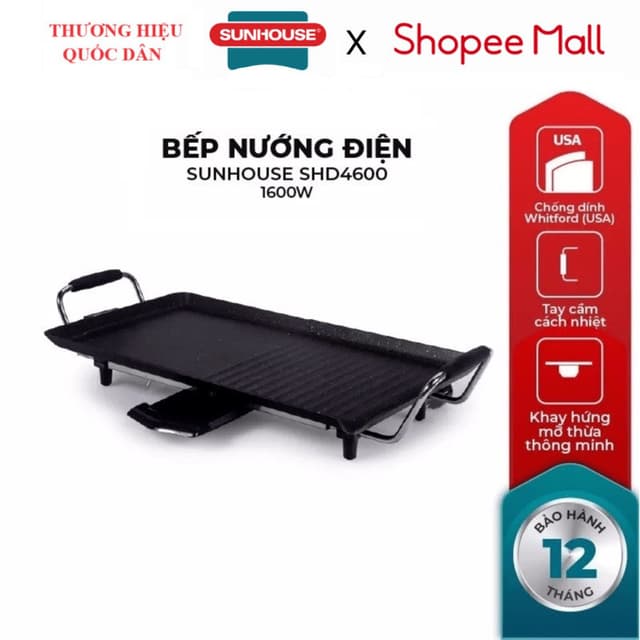 Bếp nướng điện Sunhouse SHD4600, Công suất 1600W - Ảnh 8
