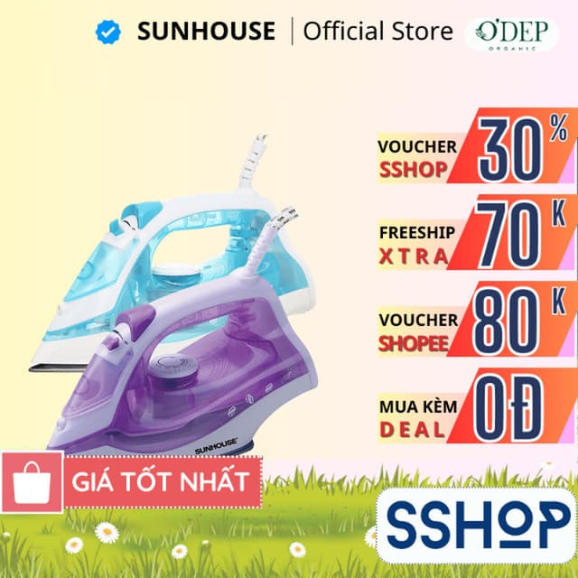 Bàn ủi hơi nước Sunhouse mini cầm tay 1600W Chính hãng, 5 chế độ mặt bàn là chống dính SHD2065 - SSHOP SSA - Ảnh 8