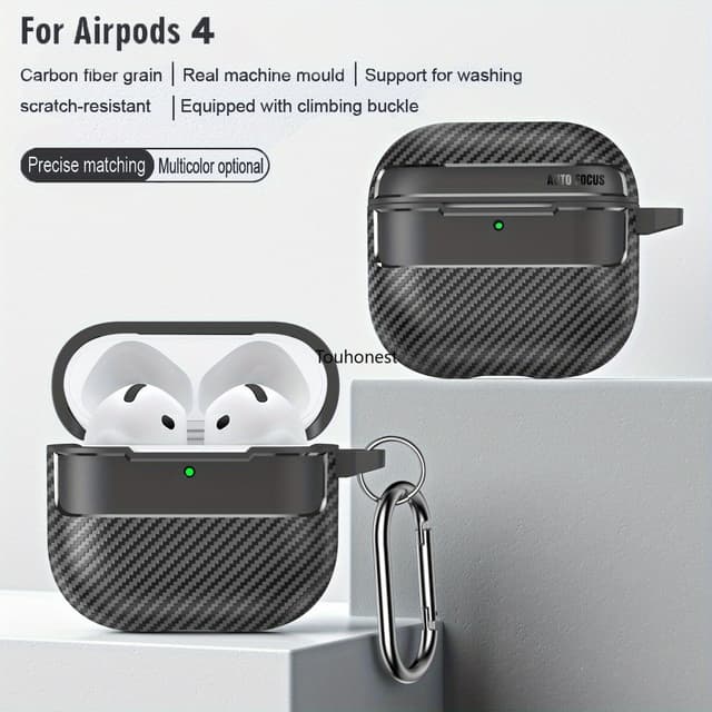 Ốp lưng chống sốc TPU Armor cho AirPods 4 ANC Pro Ốp lưng TPU mềm cấp quân sự Vỏ thấm sốc cho AirPods 4th 3 2 1 Pro2 Vỏ khử tiếng ồn chủ động với Carabiner - Ảnh 10