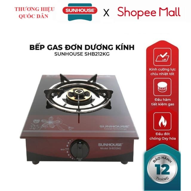 Bếp gas đơn dương kính sunhouse SHB212KG - Ảnh 12