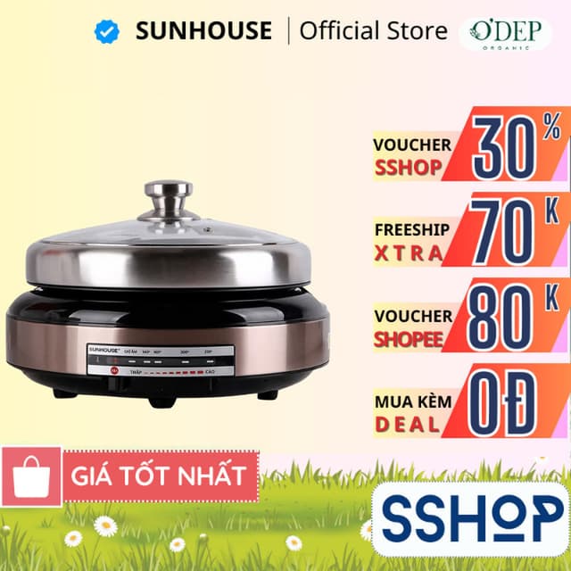 Nồi lẩu điện Sunhouse 4 Lít 1300W Chính hãng, Tặng chảo nướng điện, chống dính đa năng SHD4526 - SSHOP SSA - Ảnh 10