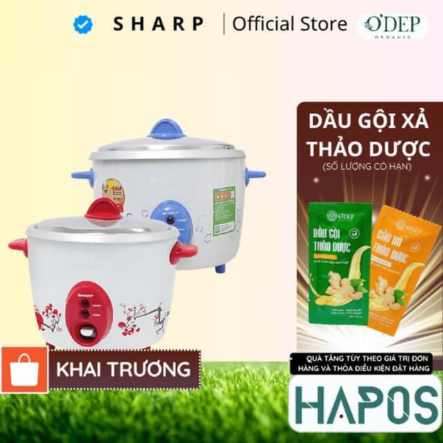 Nồi cơm nắp rời Sharp Chính hãng 1.8 Lít có xửng hấp 700W KSH-D19V - Không chống dính - Màu ngẫu nhiên - HAPOS HOF - Ảnh 8
