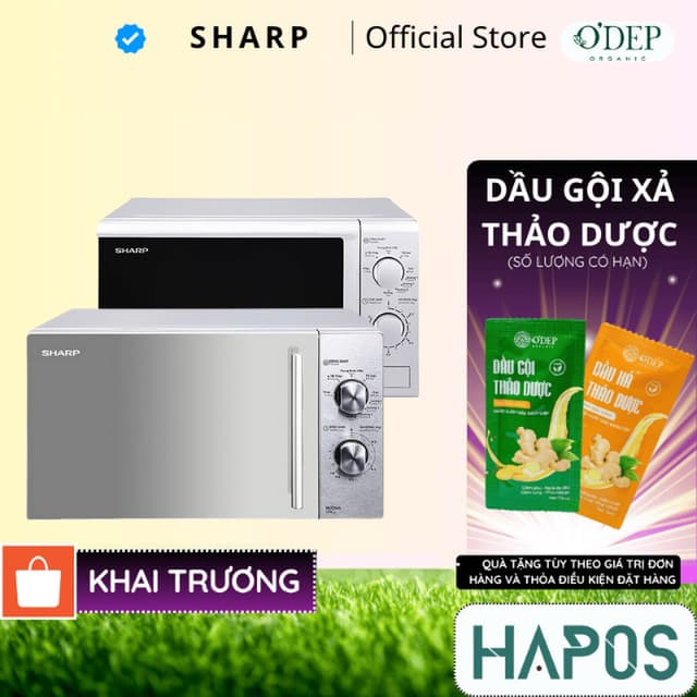 Lò vi sóng có nướng Sharp 20 lít 800W nướng 1000W, Chính hãng rã đông làm chín nhanh R-G222VN-S - HAPOS HSA - Ảnh 10