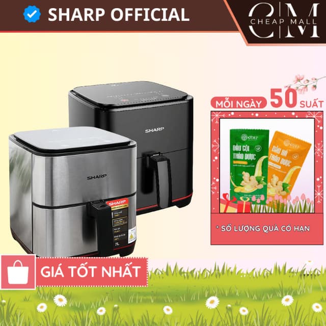Nồi chiên không dầu 7 lít Sharp Chính hãng 1700W KF-AF70EV-ST - BẢO HÀNH 15 THÁNG - CHEAP CMO - Ảnh 1