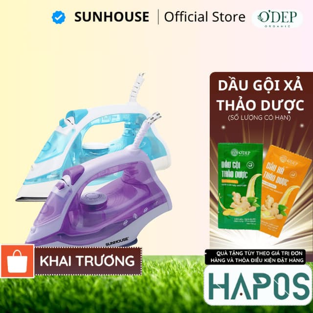 Bàn ủi hơi nước Sunhouse mini cầm tay 1600W Chính hãng, 5 chế độ mặt bàn là chống dính SHD2065 - HAPOS HOF - Ảnh 5