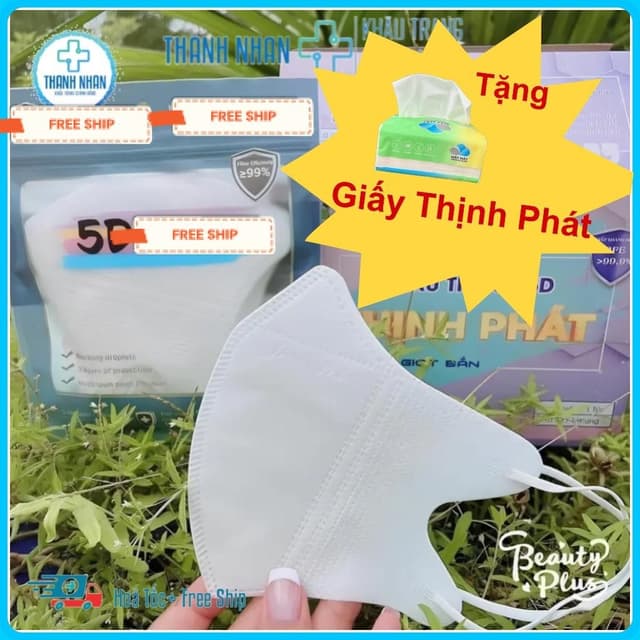 [Combo 100 Cái] Khẩu Trang 5D Tấn Phát,Thịnh Phát, Màu Trắng Đen,Chống Nắng,Chống Bụi,Chống Tia UV,Hàng Chính Hãng Cty. - Ảnh 4