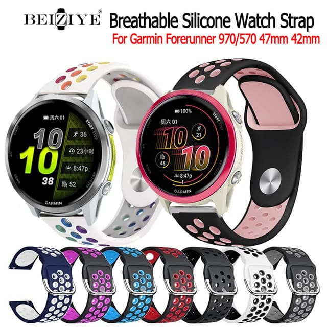 Beiziye Dây đeo silicon thoáng khí cho đồng hồ thông minh Garmin Forerunner 970/570 42mm 47mm - Ảnh 12