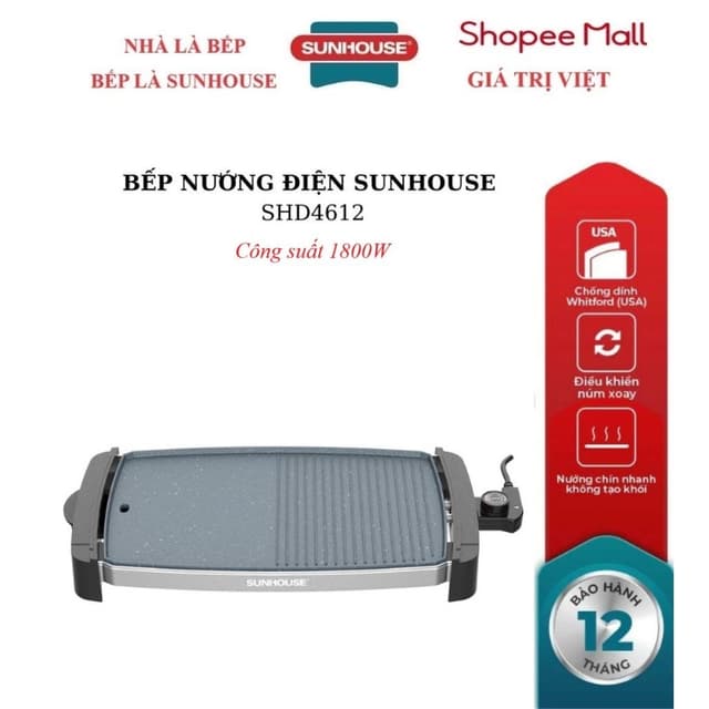 Bếp nướng điện không khói SUNHOUSE SHD4612 - Ảnh 8
