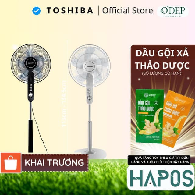 Quạt đứng Toshiba 50W 5 cánh 3 mức gió, Hàng chính hãng, hẹn giờ tắt, góc đảo gió rộng 85 độ F-LSA10(H)VN - HAPOS HOF - Ảnh 8