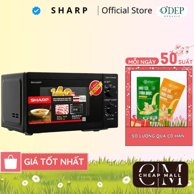 Lò vi sóng cơ Sharp R-211TV-SL/BK 21 lít Chính hãng công suất 800W, 5 mức nhiệt - CHEAP CMO - Ảnh 6