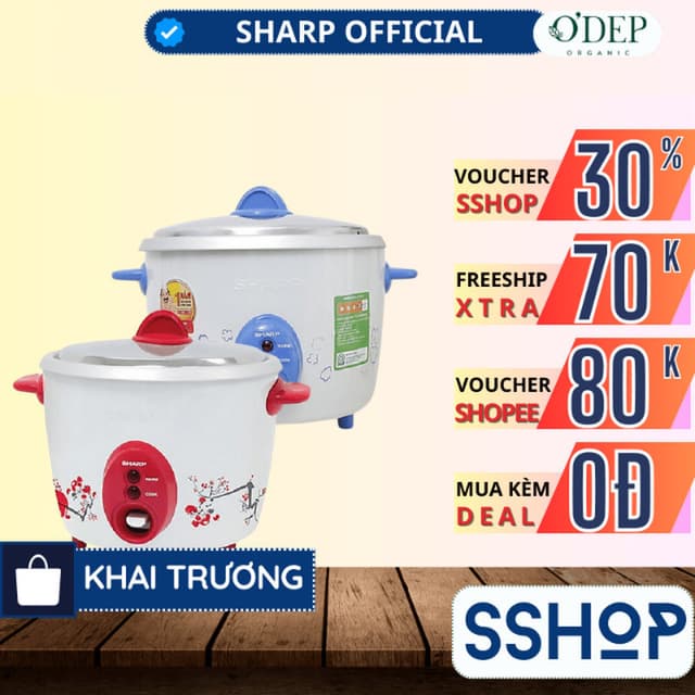 Nồi cơm nắp rời Sharp Chính hãng 1.8 Lít có xửng hấp 700W KSH-D19V - Không chống dính - Màu ngẫu nhiên - SSHOP SSO - Ảnh 10