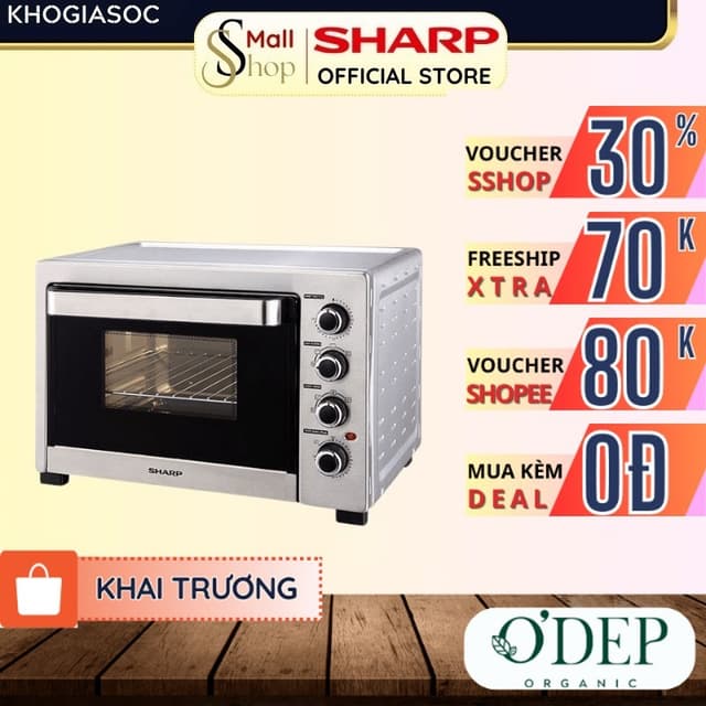 Lò nướng 38 Lít Sharp Chính hãng, Tặng nhiều phụ kiện nướng, 12 chức năng EO-A384RCSV-ST - SSHOP SHL - Ảnh 7