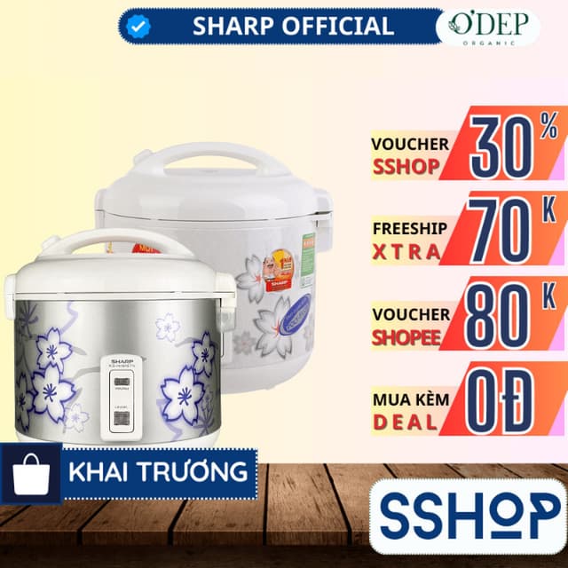 Nồi cơm điện nắp gài 1.8 lít Sharp Chính hãng, có khay hứng nước Sản xuất Thái Lan KS-N182ETV "SW" - SSHOP SSO - Ảnh 11