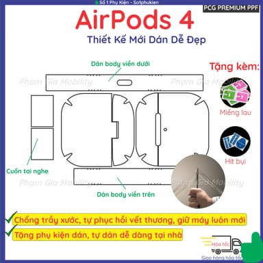 So sánh giá Dán PPF Airpods 4 (chống ồn chủ động) loại trong suốt, nhám full body toàn máy, chuẩn xịn chống trầy xước rẻ nhất?