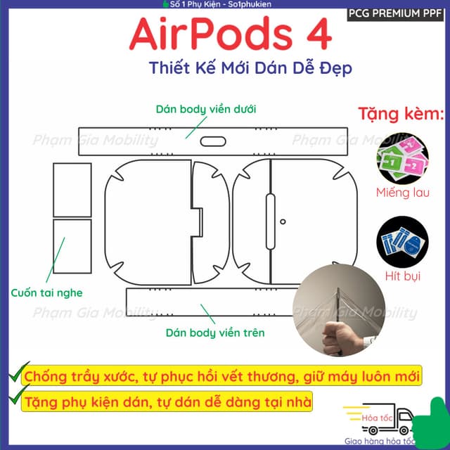 Dán PPF Airpods 4 (chống ồn chủ động) loại trong suốt, nhám full body toàn máy, chuẩn xịn chống trầy xước - Ảnh 5