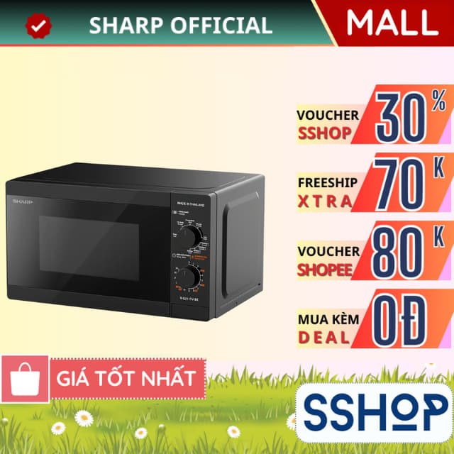 Lò vi sóng cơ có nướng Sharp R-G211TV-SL/BK 21 lít Chính hãng, Công Suất 800W, 3 Chức năng kết hợp - SSHOP SSA - Ảnh 12