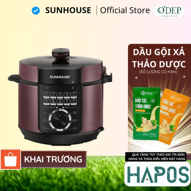 Nồi áp suất điện Sunhouse 6 lít Chính hãng van xả áp an toàn, chống dính dễ vệ sinh SHD1657 - HAPOS HOF - Ảnh 8