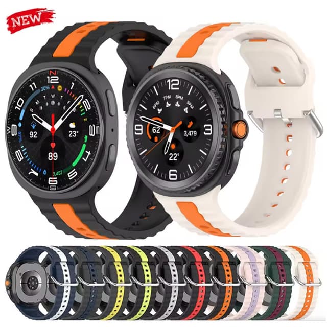 Dây đeo silicon hai màu cho Samsung Galaxy Watch 8 40mm 44mm 8 Dây đeo thay thế đồng hồ thông minh 46mm cổ điển Phù hợp cho Galaxy Watch8 8Classic - Ảnh 8