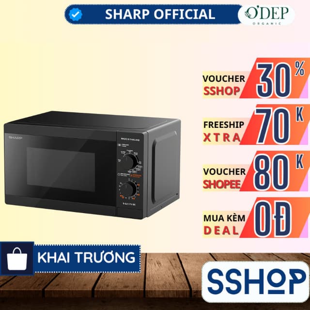Lò vi sóng cơ có nướng Sharp R-G211TV-SL/BK 21 lít Chính hãng, Công Suất 800W, 3 Chức năng kết hợp - SSHOP SSO - Ảnh 11