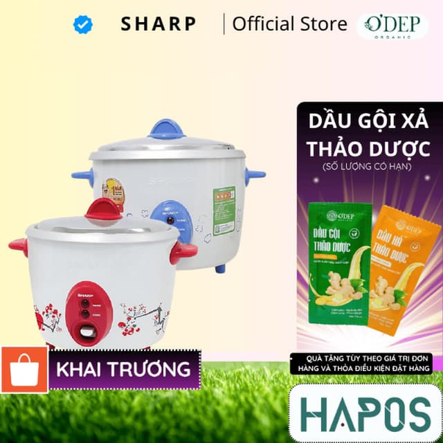 Nồi cơm nắp rời Sharp 1.8 Lít có xửng hấp 700W KSH-D19V - Không chống dính - Màu ngẫu nhiên - HAPOS HSA - Ảnh 7