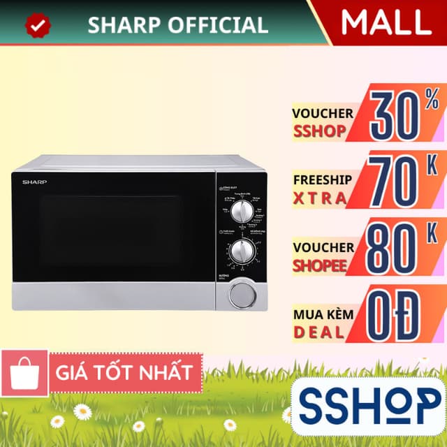 Lò vi sóng có nướng Sharp 23 lít Chính hãng công suất 800-1000W R-G302VN-S - BẢO HÀNH 15 THÁNG - SSHOP SSA - Ảnh 4