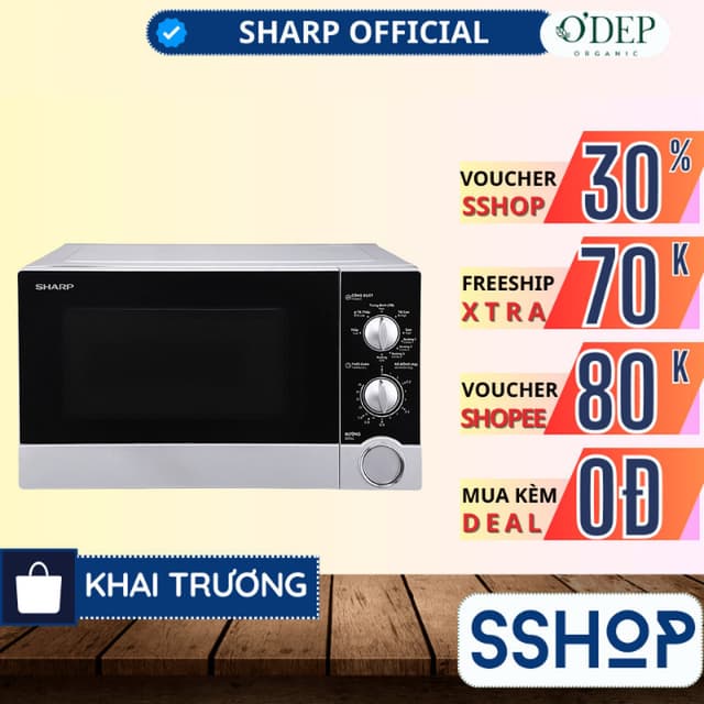 Lò vi sóng có nướng Sharp 23 lít Chính hãng công suất 800-1000W R-G302VN-S - BẢO HÀNH 15 THÁNG - SSHOP SSO - Ảnh 6