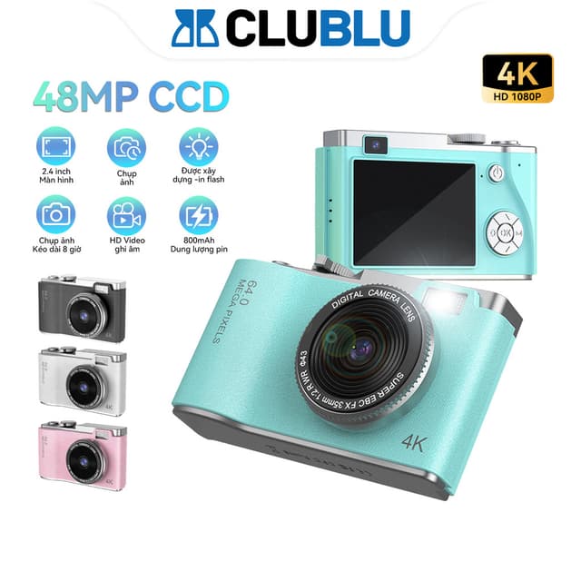 -CLUBLU- Máy Ảnh Kỹ Thuật Số Selfie LK-003 Camera Kép Mini Digital 4K Video Cho Học Sinh Retro - Ảnh 6