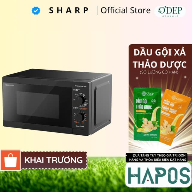 Lò vi sóng cơ có nướng Sharp R-G211TV-SL/BK 21 lít Chính hãng, Công Suất 800W, 3 Chức năng kết hợp - HAPOS HOF - Ảnh 7