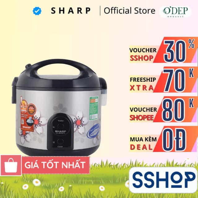 Nồi cơm điện 2.2 lít nắp gài Sharp Chính hãng Thái Lan, lòng nồi dày 1.179mm chống dính KS-R231STV - SSHOP SSA - Ảnh 6